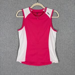 Shebeest Cycle Jersey Medium Pink White 1/4 Zip Mesh Pocket‎ Cycling Bike Biking